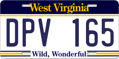 WV license plate DPV165