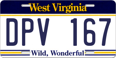 WV license plate DPV167