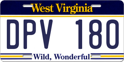 WV license plate DPV180