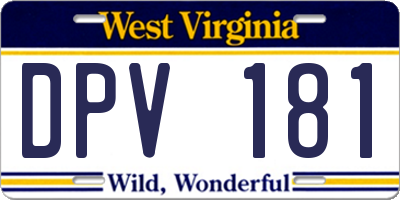 WV license plate DPV181