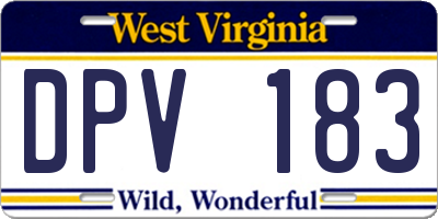 WV license plate DPV183