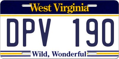 WV license plate DPV190