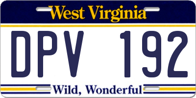 WV license plate DPV192