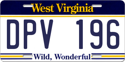 WV license plate DPV196
