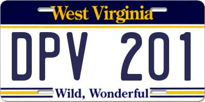WV license plate DPV201