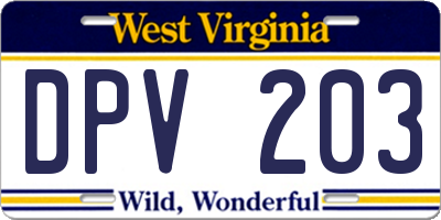 WV license plate DPV203