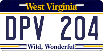 WV license plate DPV204
