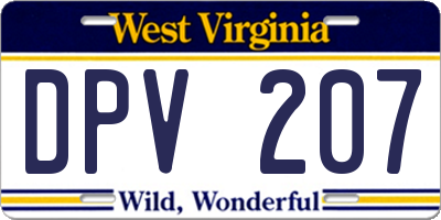 WV license plate DPV207