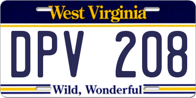 WV license plate DPV208
