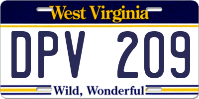 WV license plate DPV209