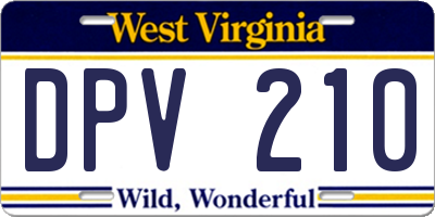 WV license plate DPV210