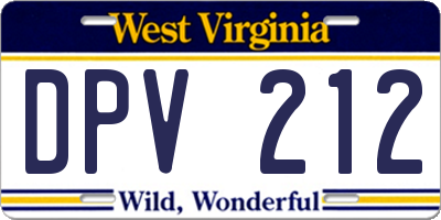 WV license plate DPV212