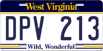 WV license plate DPV213