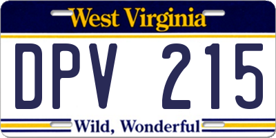 WV license plate DPV215