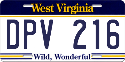 WV license plate DPV216