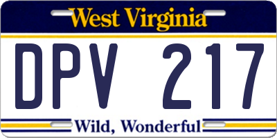 WV license plate DPV217