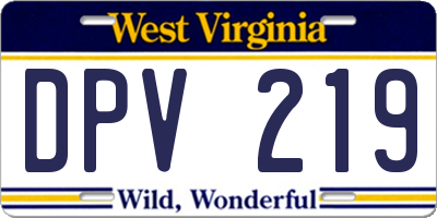WV license plate DPV219