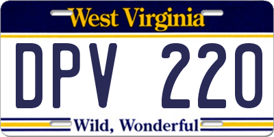 WV license plate DPV220