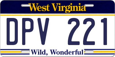 WV license plate DPV221