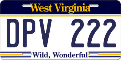 WV license plate DPV222