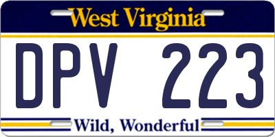 WV license plate DPV223