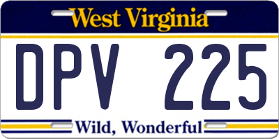 WV license plate DPV225
