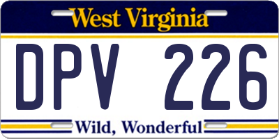 WV license plate DPV226