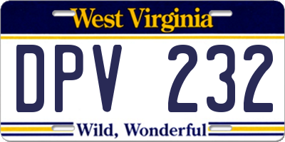 WV license plate DPV232