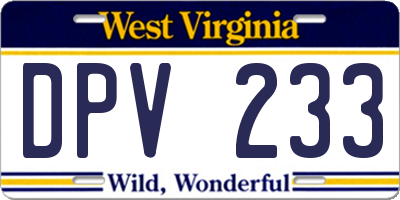 WV license plate DPV233