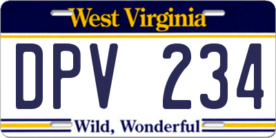 WV license plate DPV234