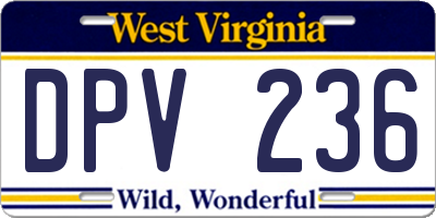 WV license plate DPV236