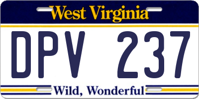 WV license plate DPV237