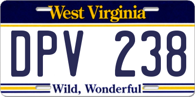 WV license plate DPV238