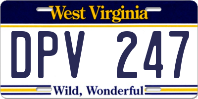 WV license plate DPV247