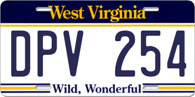 WV license plate DPV254