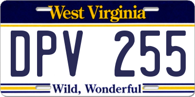 WV license plate DPV255