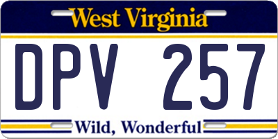 WV license plate DPV257