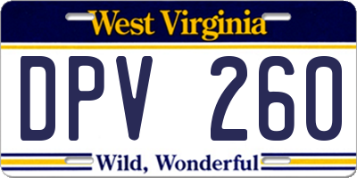 WV license plate DPV260