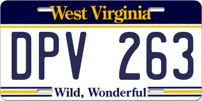 WV license plate DPV263