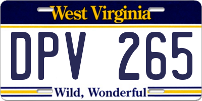 WV license plate DPV265