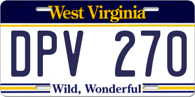 WV license plate DPV270