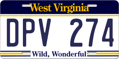 WV license plate DPV274