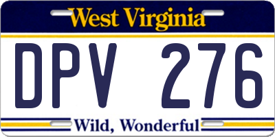 WV license plate DPV276