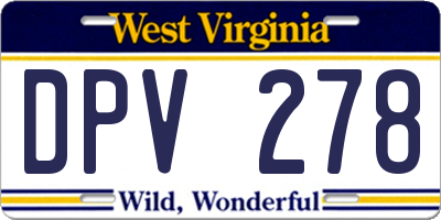 WV license plate DPV278