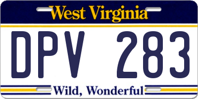 WV license plate DPV283