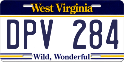 WV license plate DPV284