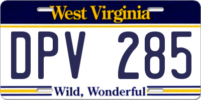 WV license plate DPV285