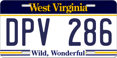 WV license plate DPV286