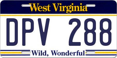 WV license plate DPV288