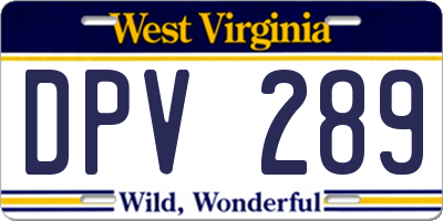 WV license plate DPV289